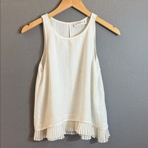 Abercrombie & Fitch White Pleated Hem Blouse